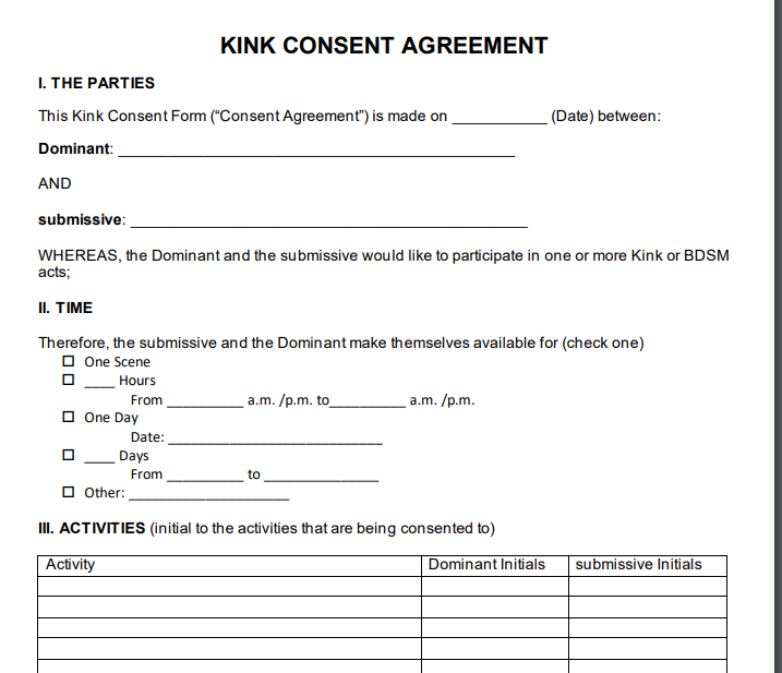 WRITING ASSISTANCE || Kink Negotiation Guide and Consent Agreement