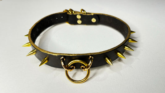 Black and Gold Spiked Collar