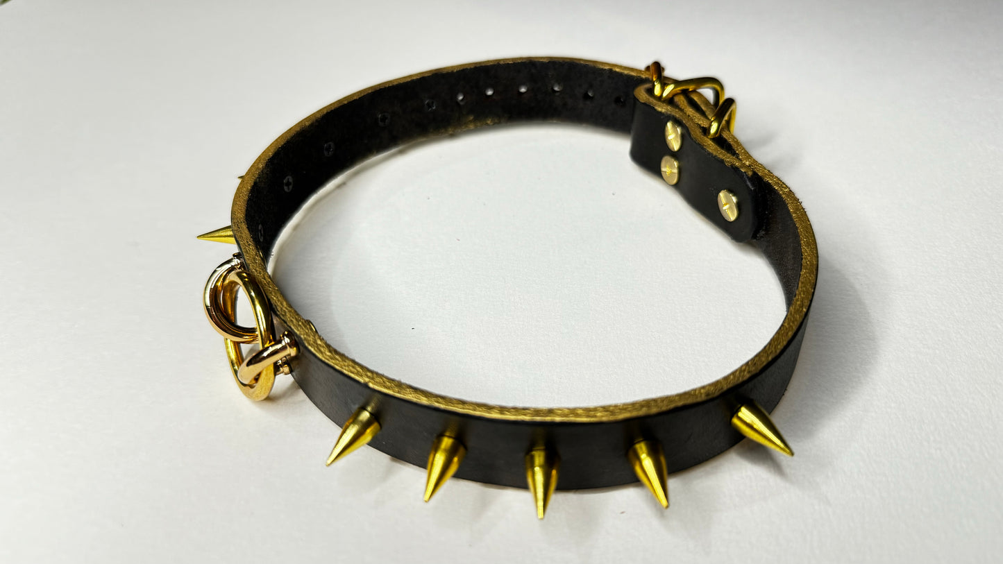 Black and Gold Spiked Collar